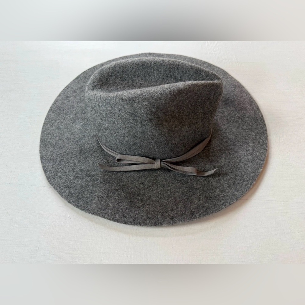 Hat Attack Packable Gray 100% Wool Fedora Wide Brim Hat Women’s One Size